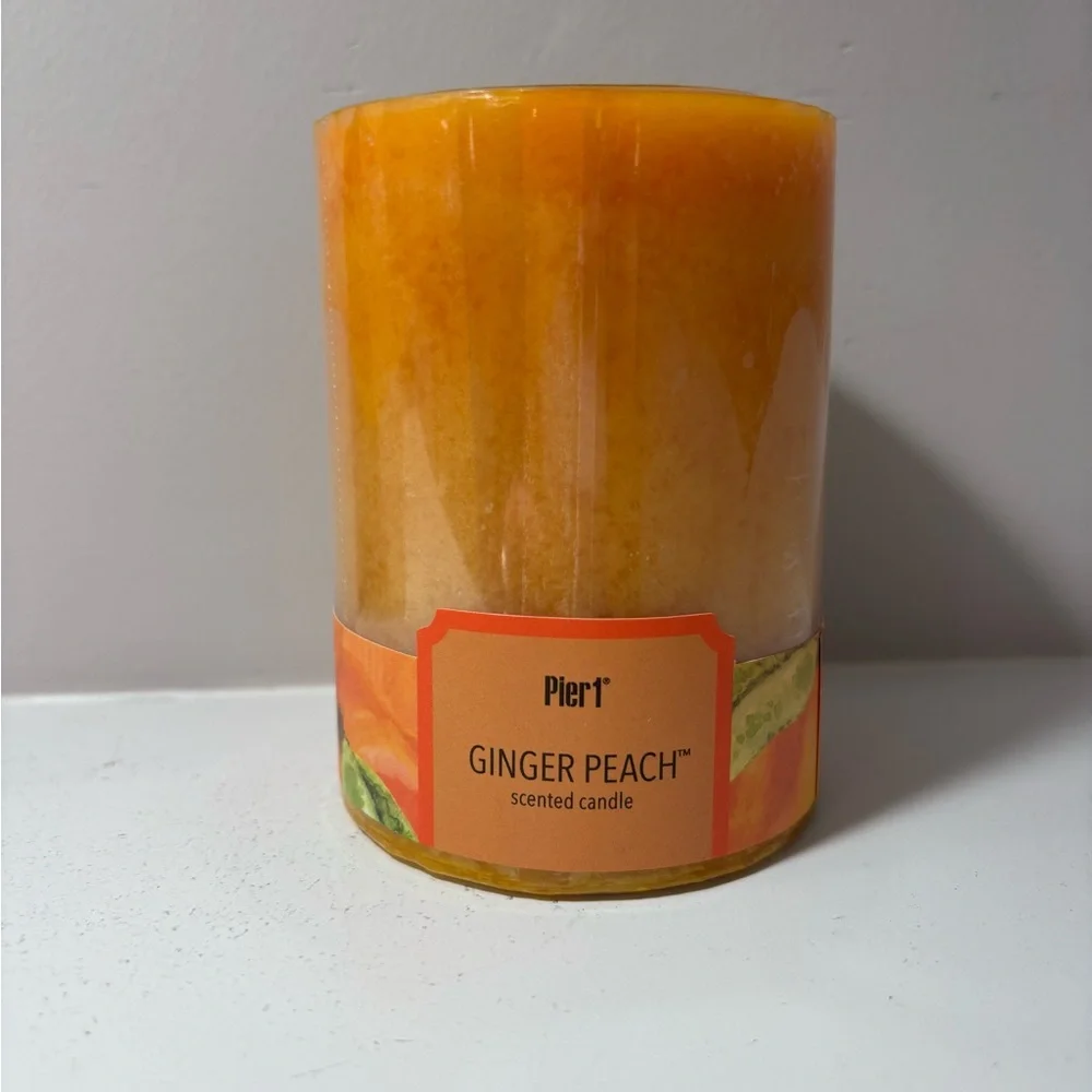 Pier 1 Ginger Peach Candle 3x4 New Sealed